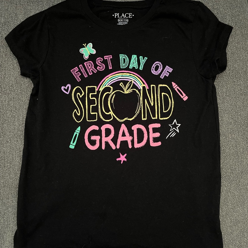 Children's Place Black First Day of Second Grade Graphic Tee